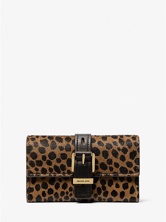 Nolita Medium Cheetah Print Calf Hair Tri-Fold Wallet Michael Kors