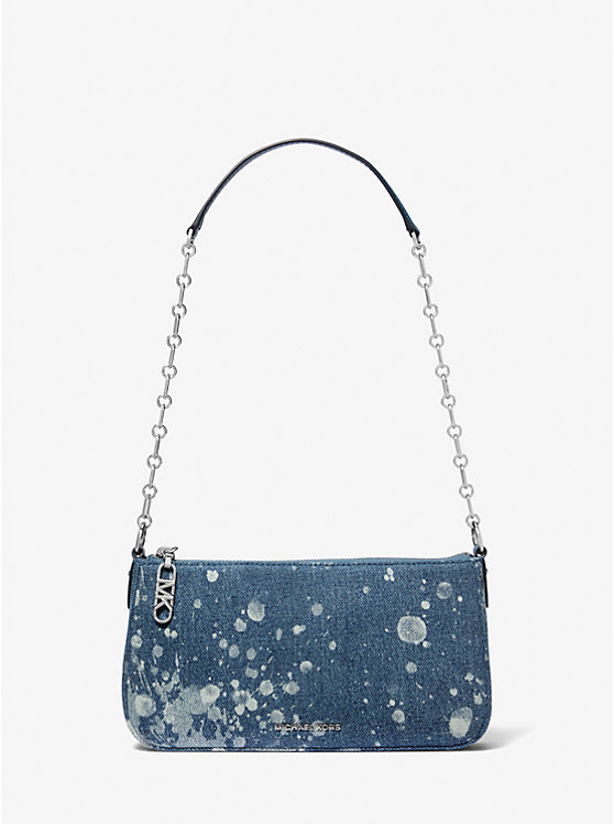 Empire Medium Splattered Denim Chain-Link Pochette Michael Kors