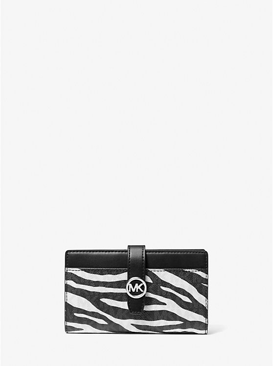 Greenwich Medium Zebra Signature Logo Wallet Michael Kors