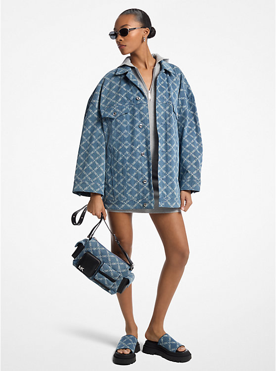 Empire Diamond Jacquard Oversized Denim Jacket Michael Kors