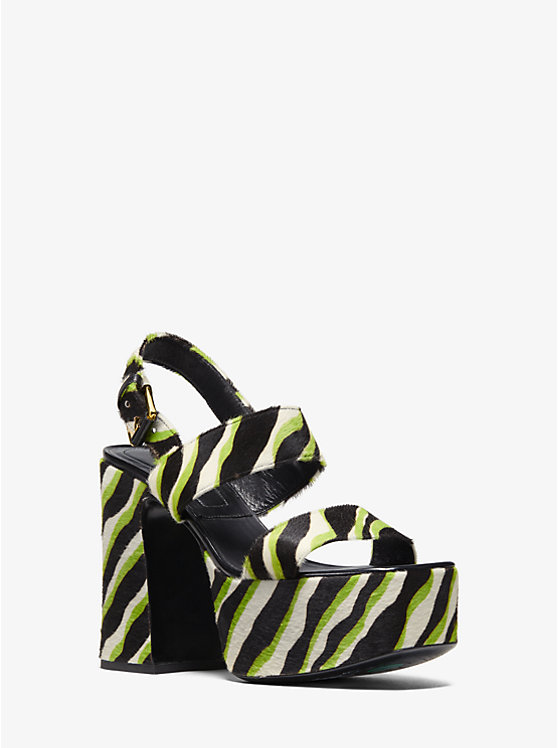 Blaire Zebra Calf Hair Platform Sandal Michael Kors Collection