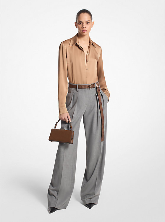 Stretch Wool Pleated Trousers Michael Kors Collection