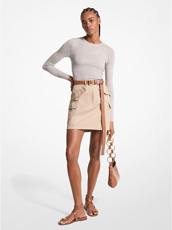 Crushed Cotton Gabardine Cargo Skirt Michael Kors Collection