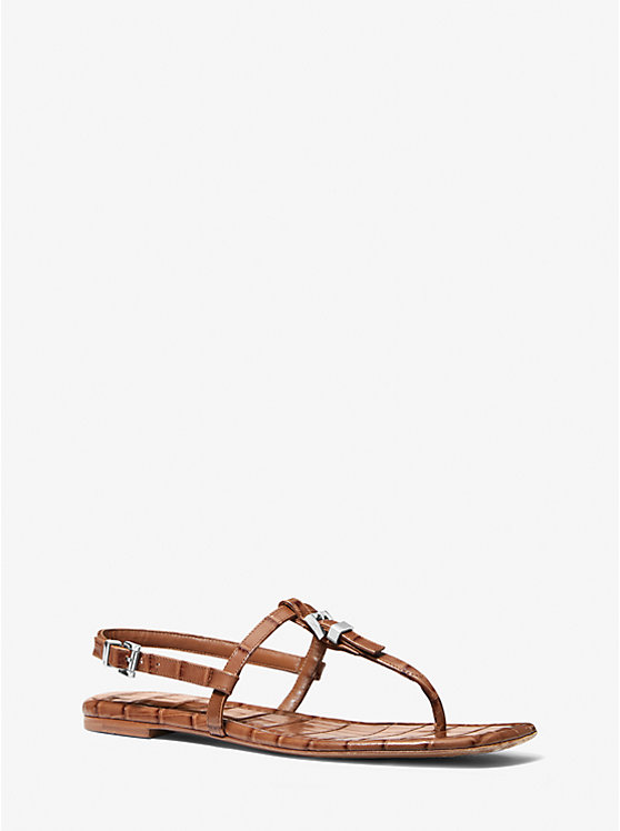 Sofia Crocodile Embossed Leather Sandal Michael Kors Collection