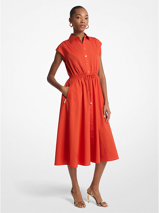 Stretch Cotton Poplin Midi Dress Michael Kors