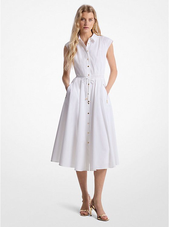 Stretch Cotton Poplin Midi Dress Michael Kors