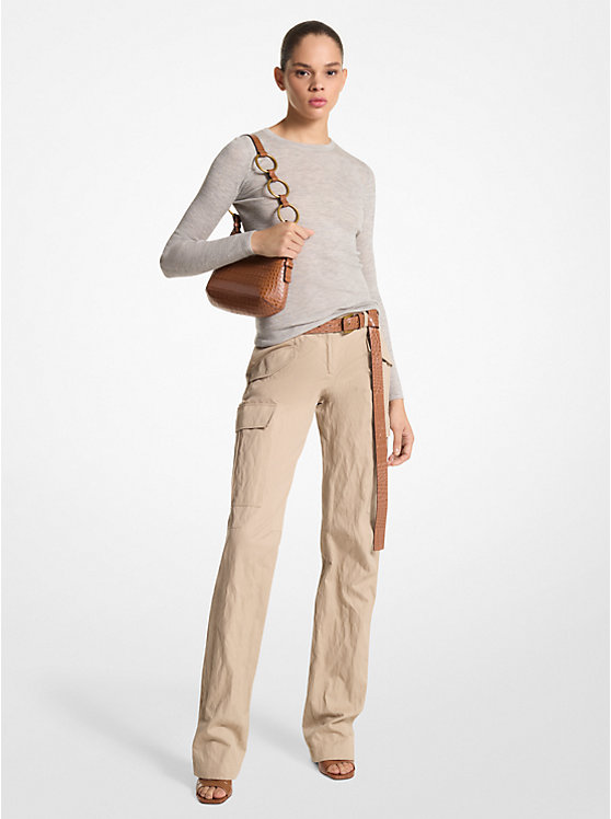 Crushed Cotton Gabardine Cargo Trousers Michael Kors Collection