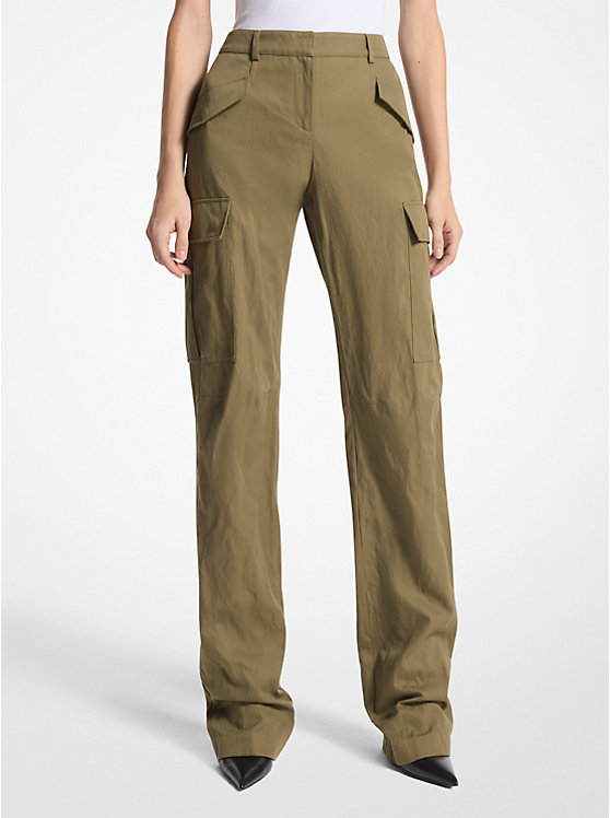 Crushed Cotton Gabardine Cargo Trousers Michael Kors Collection