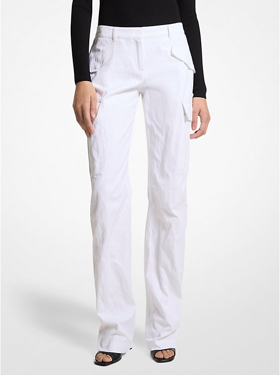 Crushed Cotton Gabardine Cargo Trousers Michael Kors Collection