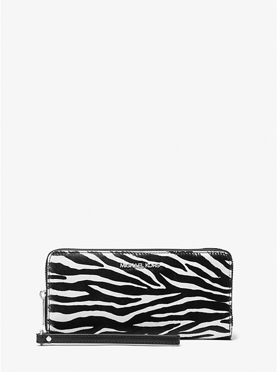 Jet Set Travel Zebra Print Calf Hair Continental Wallet Michael Kors