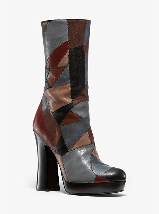 Emmy Patchwork Leather Platform Boot Michael Kors Collection