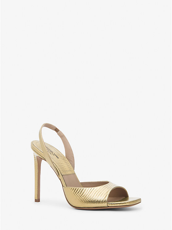 Marisa Metallic Lizard Embossed Leather Sandal Michael Kors Collection