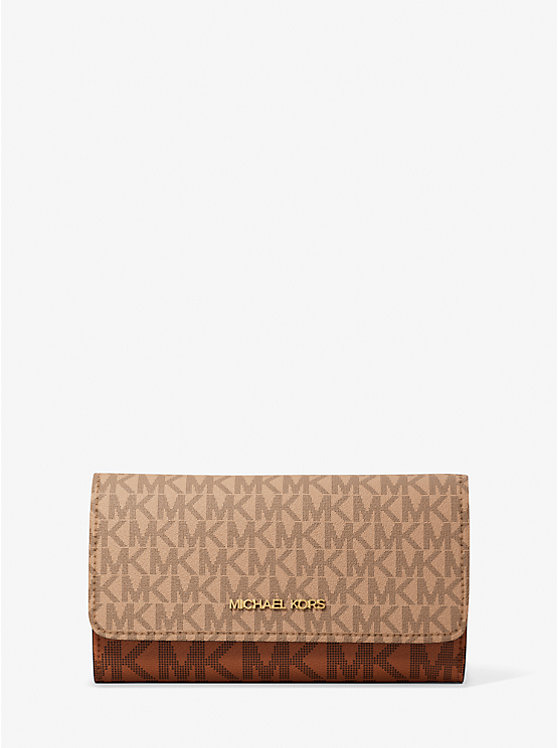 Jet Set Large Signature Logo Tri-Fold Wallet Michael Kors