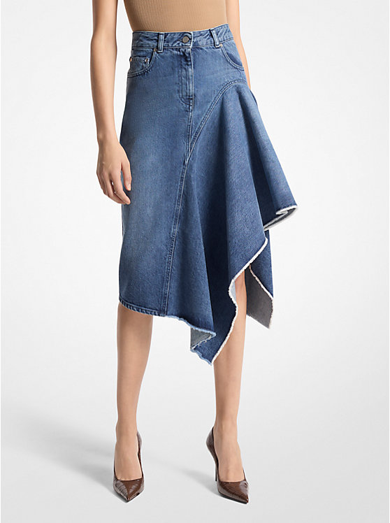 Denim Cascade Skirt Michael Kors Collection