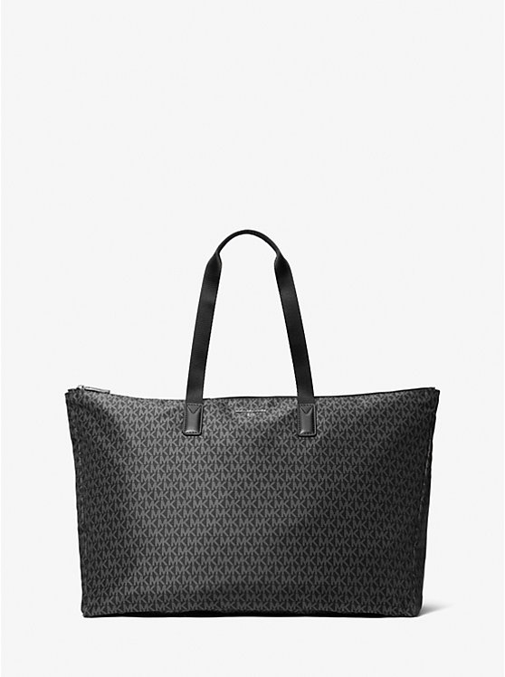 Jet Set Travel Large Signature Logo Print Woven Tote Bag Michael Kors