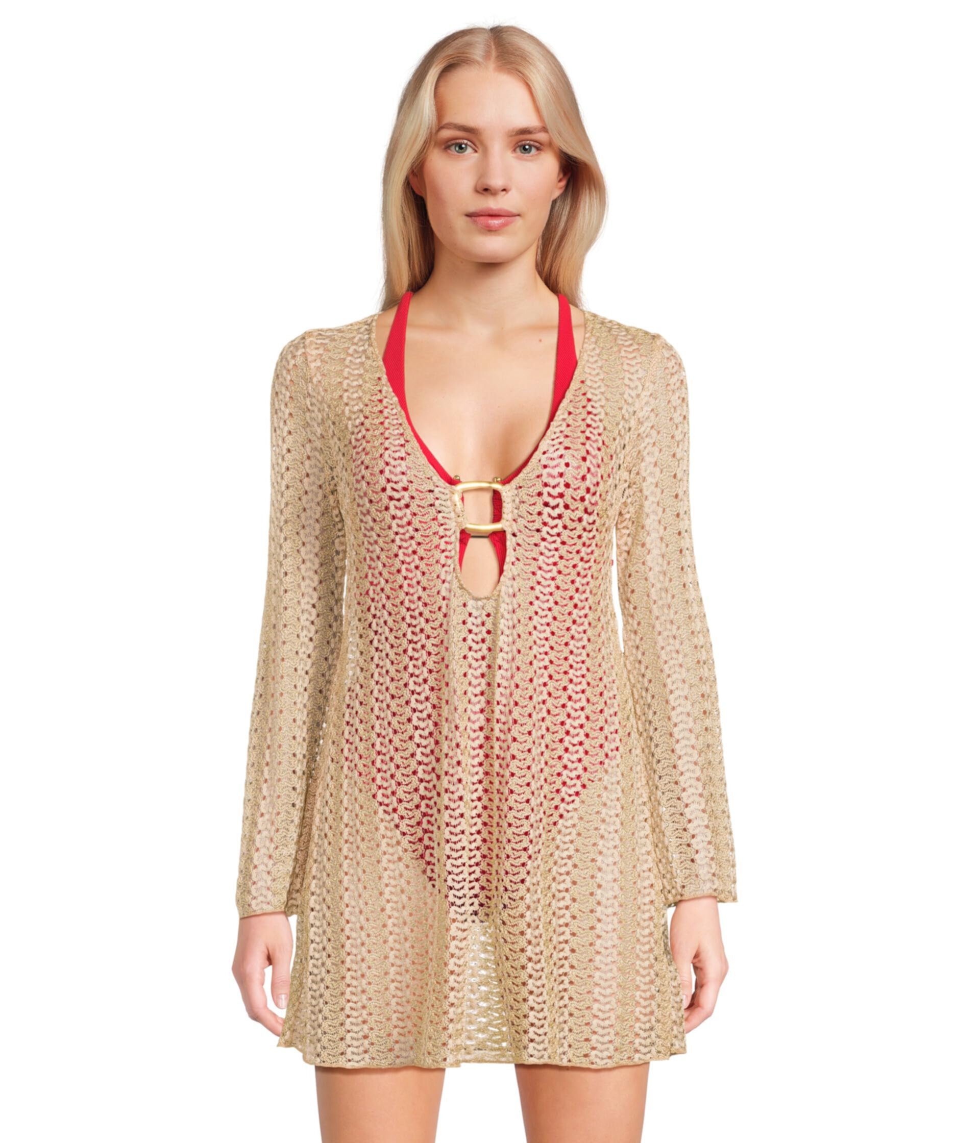 Golden Crochet Buckle Tunic Cover-Up Becca