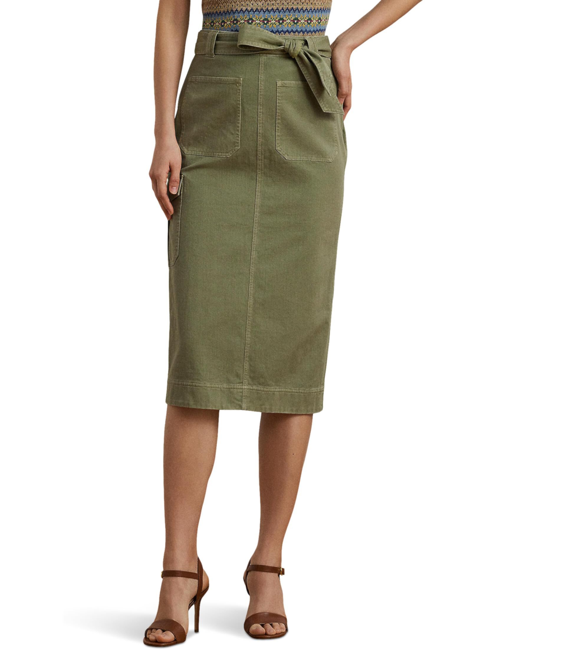 Belted Cotton Twill Pencil Skirt LAUREN Ralph Lauren