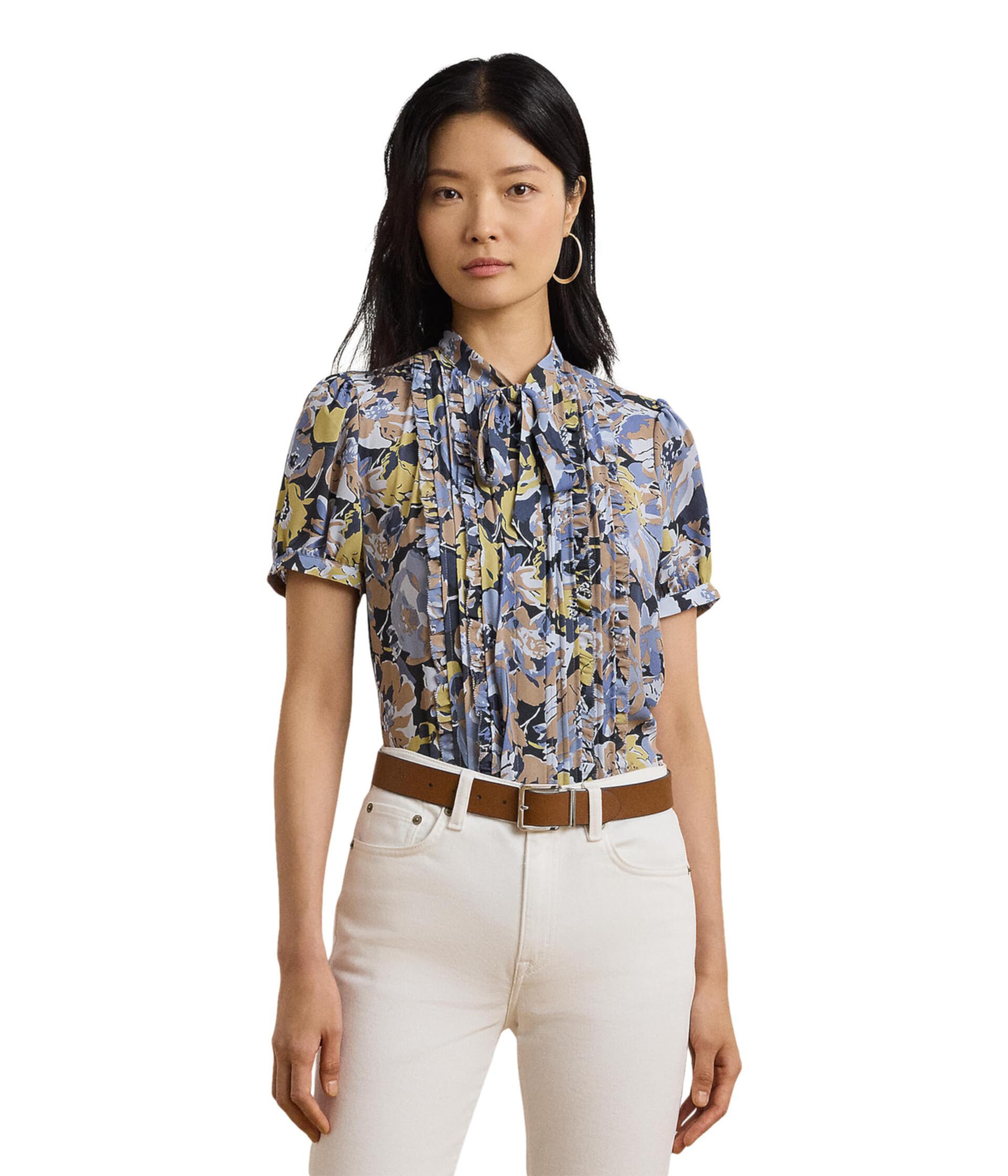 Floral Georgette Puff Sleeve Shirt LAUREN Ralph Lauren