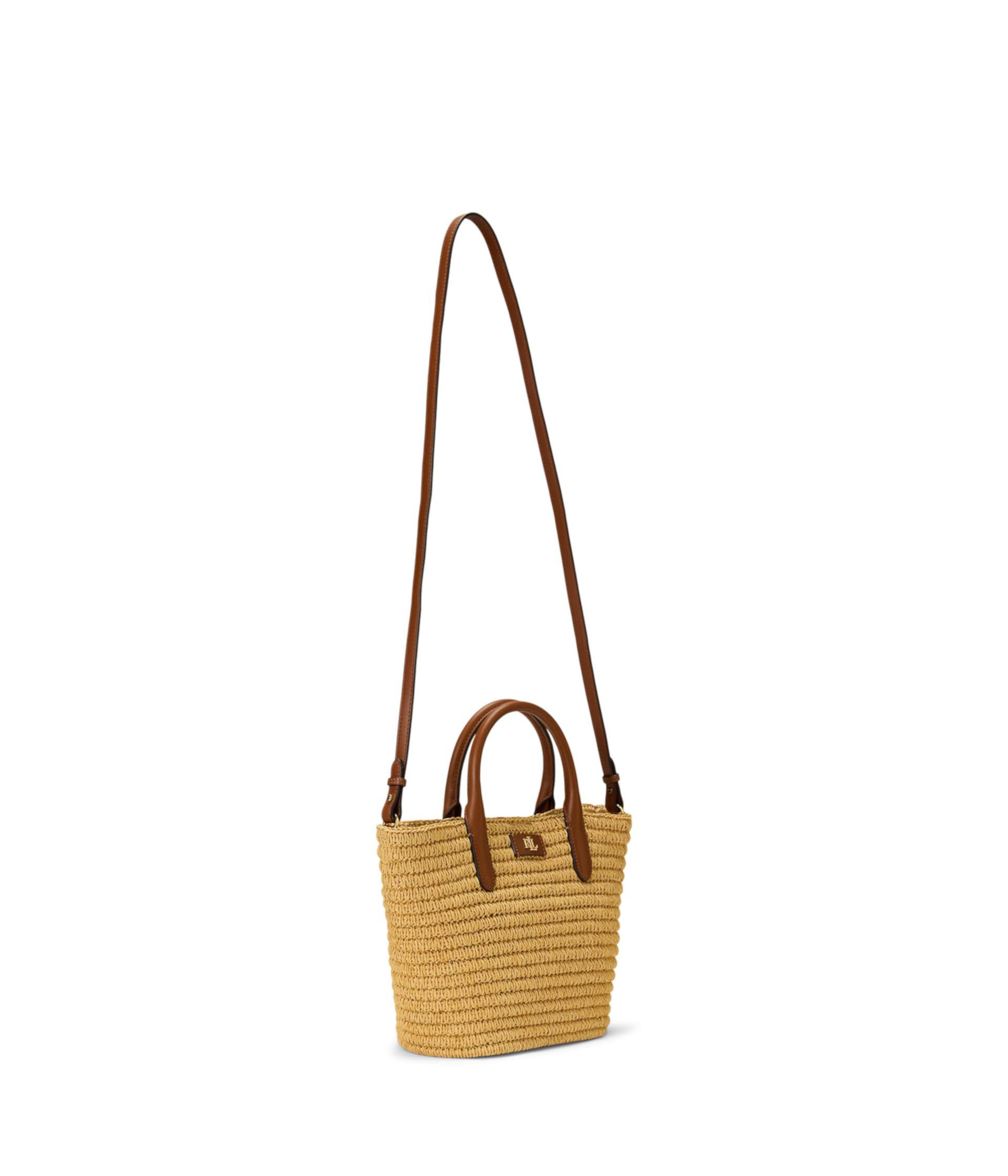 Woven Straw Medium Brie Tote Bag LAUREN Ralph Lauren