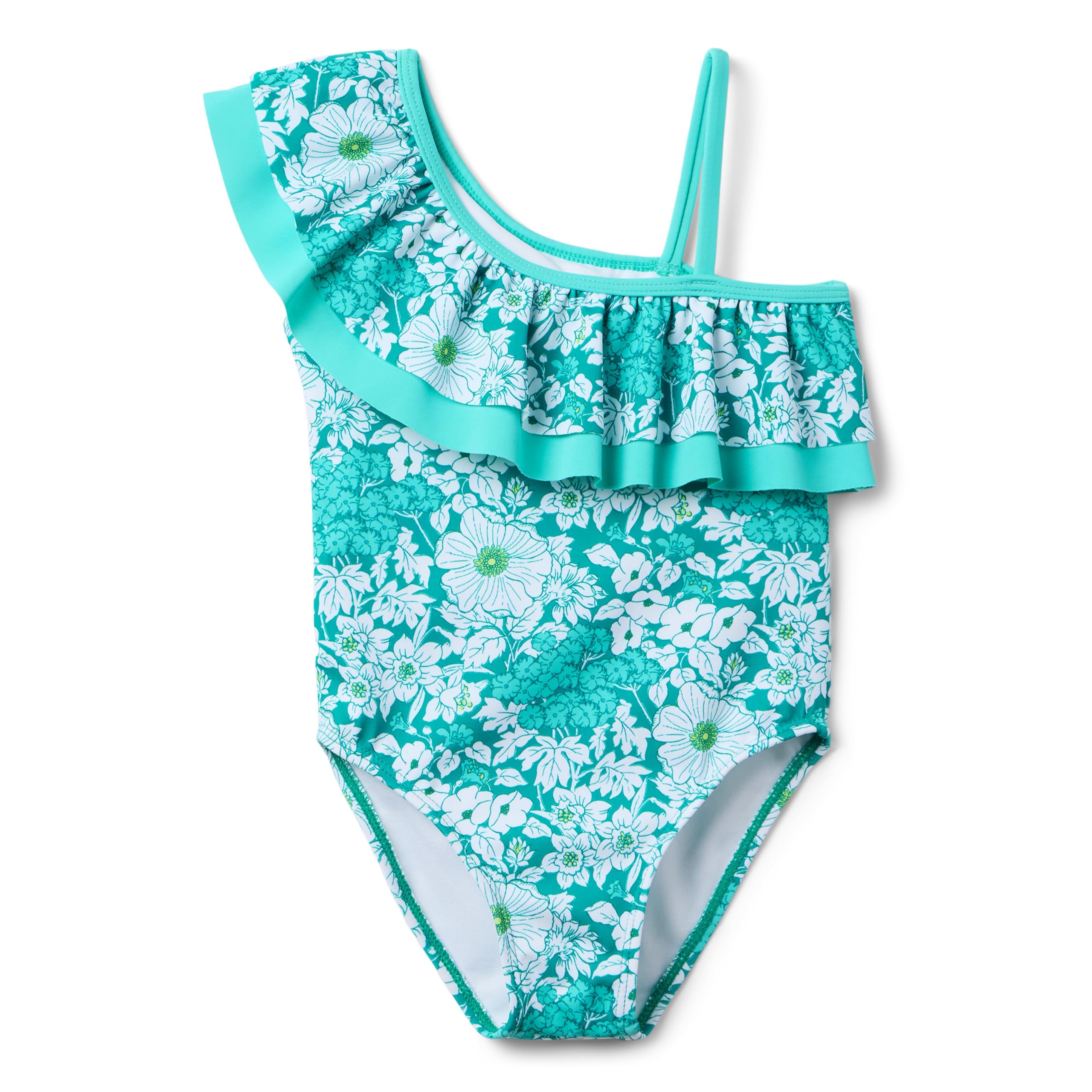 Floral One Shoulder One-Piece Swim (Toddler/Little Kid/Big Kid) Janie and Jack