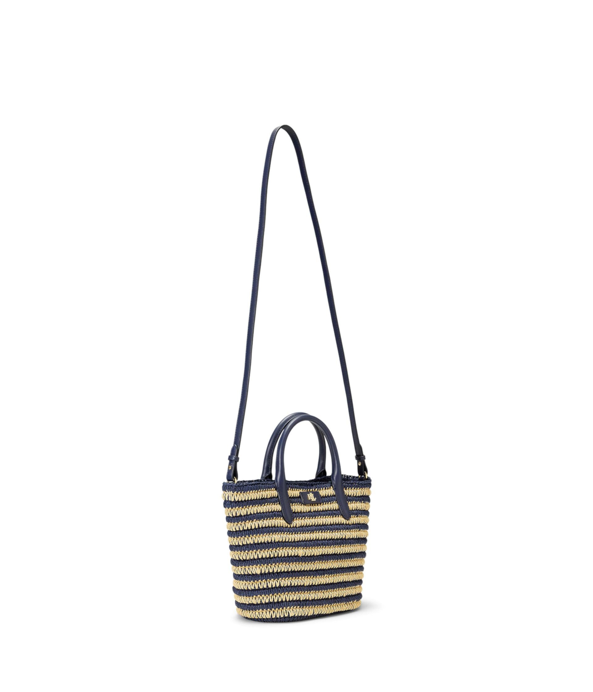 Striped Straw Medium Brie Tote Bag LAUREN Ralph Lauren