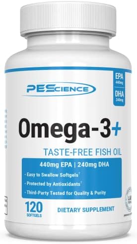 PEScience Omega 3+, 120 Soft Gels, EPA and DHA Fish Oil Supplement PEScience