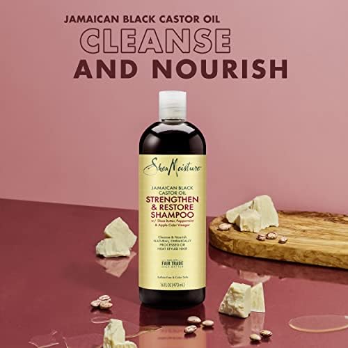 Shea Moisture Jamaican Black Castor Oil Clarifying Shampoo & Conditioner - Strengthen & Restore Sulfate-Free Shampoo & Conditioner Set with Shea Butter, ACV, and Peppermint Oil for Hair (2 Piece Set) SheaMoisture