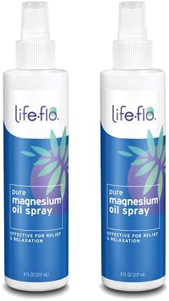 Life-flo Magnesium Oil Spray, Soothing Magnesium Spray w/Magnesium Chloride from Zechstein Seabed, 60-Day Guarantee, Not Tested on Animals (8 Fl Oz (Pack of 2)) Life-flo