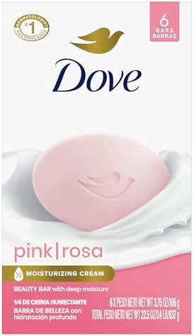 Dove Beauty Bar Gentle Skin Cleanser Pink 6 Bars Moisturizing for Gentle Soft Skin Care More Moisturizing Than Bar Soap 3.75 oz Dove