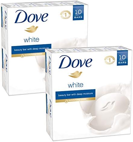 Dove Beauty Bar More Moisturizing than Bar Soap White Effectively Washes Away Bacteria, Nourishes Your Skin 3.75 oz 20 Bars Dove