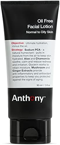 Anthony Oil Free Facial Lotion – Men’s Hydrating Face Moisturizer for Normal to Oily Skin – Anti-Aging and Antioxidant Formula – 3 Fl Oz Anthony