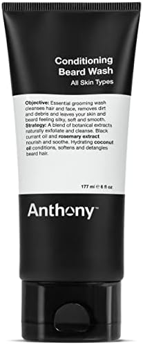 Anthony Conditioning Beard Wash, 6 Fl Oz, Contains Botanical and Rosemary Extracts, Black Currant and Coconut Oils, Cleanses, Hydrates, Softens, and Detangles Beard Hair Anthony