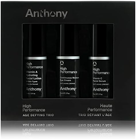 Anthony High-Performance Trio Kit – Eye Cream (0.5 Fl Oz), Vitamin C Facial Serum (0.5 Fl Oz), and Vitamin A Hydrating Facial Lotion (0.5 Fl Oz) – Anti-Aging Skincare for All Skin Types Anthony