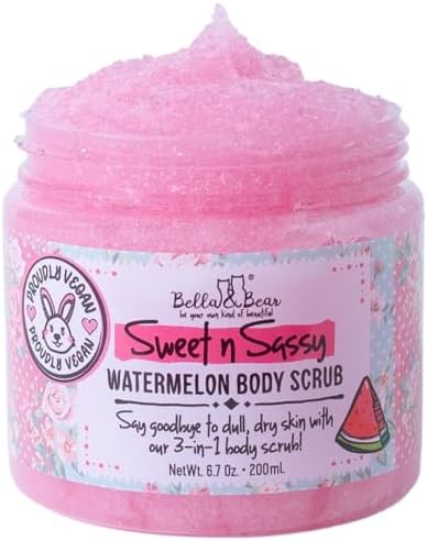 Bella & Bear Sweet n Sassy Watermelon Body Scrub, 3-in-1, 6.7 Oz, Exfoliating, Cleansing, Moisturizing Bella and Bear