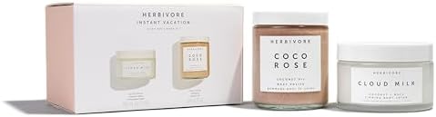 HERBIVORE Instant Vacation Silky Soft Body Gift Set | Coco Rose Coconut Oil Body Polish & Cloud Milk Coconut + Maca Firming Body Cream, Plant Based, Vegan, Cruelty Free Herbivore