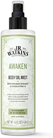 J.R. Watkins Awaken Body Oil Mist, Hydrates Skin, Stimulates and Awakens Senses, Natural Rosemary & Rosewood, 4.8 oz J.R. Watkins