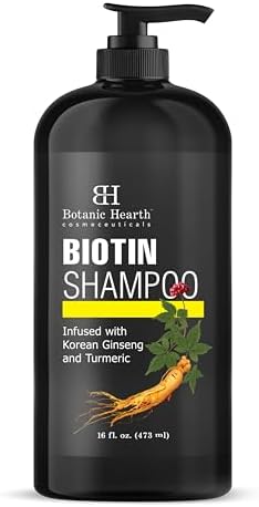 Botanic Hearth Biotin Shampoo with Collagen - Fights Hair Loss & Thinning with Korean Ginseng & Turmeric - 16 Fl Oz (Pack of 1) Botanic Hearth