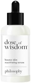 philosophy dose of wisdom bouncy skin reactivating facial serum - with hyaluronic acid, vitamin C & a patented vitality booster - delivers skin that is bouncy, plumped & radiant in one week philosophy