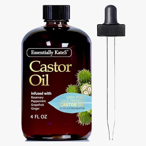 Castor Oil 4 Fl Oz (Glass Bottle) - Rosemary Peppermint Infused Essentially KateS