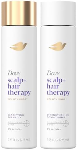 Dove Scalp + Hair Therapy Set – Density Boost Clarifying Shampoo and Strengthening Conditioner with Vitamins B3 & E, Zinc & Peptides, 9.25 Oz Ea (2 Piece Set) Dove