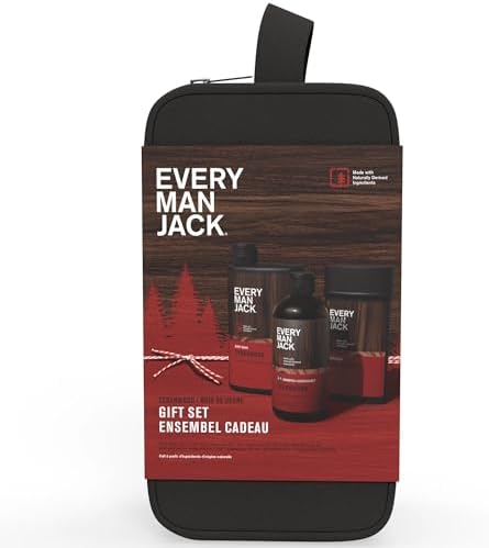 Every Man Jack Cedarwood Holiday Gift Set for Men - Body Wash, Shampoo, Deodorant, and Dopp Kit Every Man Jack