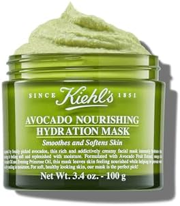 Kiehl's Avocado Nourishing Hydration Mask, Rich & Creamy Face Mask, Hydrates & Soothes Skin, with Evening Primrose Oil, Maintains Facial Elasticity, Helps Reduce Dryness, Paraben-free, Fragrance-free Kiehl's