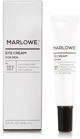 MARLOWE. No. 127 Mens Eye Cream with Vitamin C, Caffeine and Moisturizing Squalane for Puffiness, Wrinkles & Dark Circles, Targeted Under Eye Skin Care, 0.5 FL Oz Marlowe.