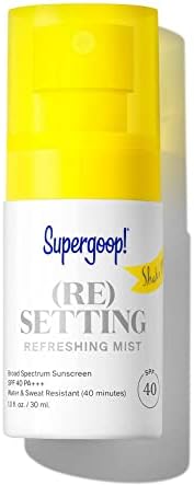 Supergoop! (Re)setting Refreshing Mist, 1 fl oz - SPF 40 PA+++ Facial Mist - Sets Makeup, Refreshes UV Protection & Helps Filter Pollution - Light, Natural Scent Supergoop!