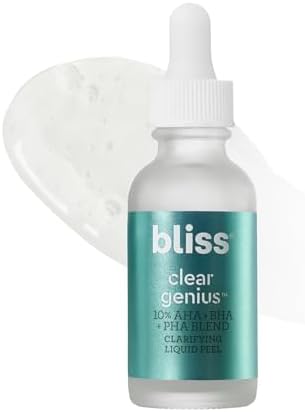 Bliss Clear Genius Clarifying Overnight Liquid Peel - 1 Fl Oz - Clear Pores & Exfoliate Skin - Non-Irritating - Clean - Vegan & Cruelty-Free Bliss