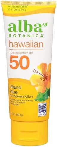 Alba Botanica Sunscreen Lotion, SPF 50, Island Vibe, 3 Oz Alba Botanica