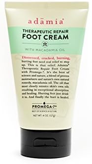 Adamia Therapeutic Repair Foot Cream with Macadamia Nut Oil and Promega-7, 4 Ounce Tube - Fragrance Free, Paraben Free, Non GMO Adamia