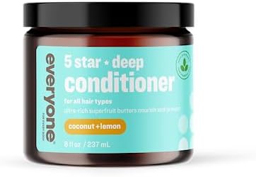 Everyone Hair Care 5 Star Deep Conditioner - Coconut & Lemon, 8 fl oz Bottle, Hair Mask for Dry Damaged Hair, Leave in Conditioner for Moisturizing Treatment, Sulfate Free & Paraben Free everyone for every body