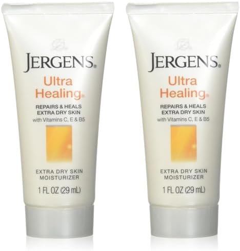 Jergens Ultra Healing Lotion, Hand and Body, Dry Skin Travel Size Moisturizer, for Absorption into Extra Dry Skin, Use After Washing Hands, 1 Ounce, with HYDRALUCENCE blend, Vitamins C, E, B5 Jergens