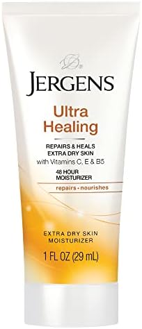 Jergens Ultra Healing Dry Skin Moisturizer, 1 Ounce Travel Lotion, for Absorption into Extra Dry Skin, with HYDRALUCENCE blend, Vitamins C, E, and B5 (Pack of 10) Jergens